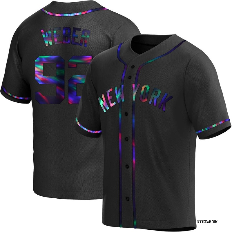 Black Holographic Ryan Weber Men's New York Yankees Alternate Jersey - Replica Big Tall