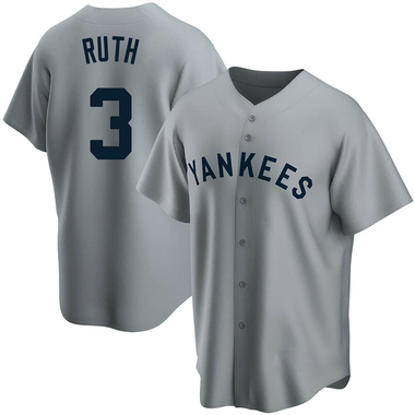 Gray Babe Ruth Men's New York Yankees Road Cooperstown Collection Jersey - Replica Big Tall