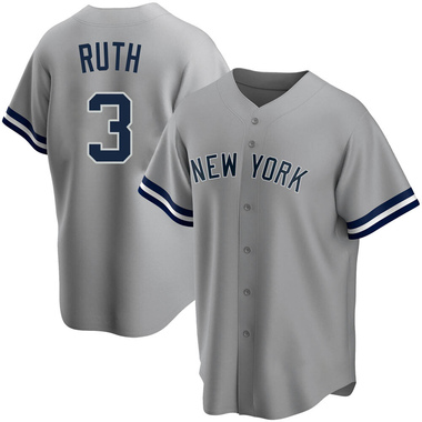 Gray Babe Ruth Men's New York Yankees Road Name Jersey - Replica Big Tall
