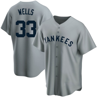 Gray David Wells Men's New York Yankees Road Cooperstown Collection Jersey - Replica Big Tall