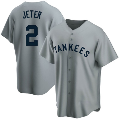 Gray Derek Jeter Men's New York Yankees Road Cooperstown Collection Jersey - Replica Big Tall