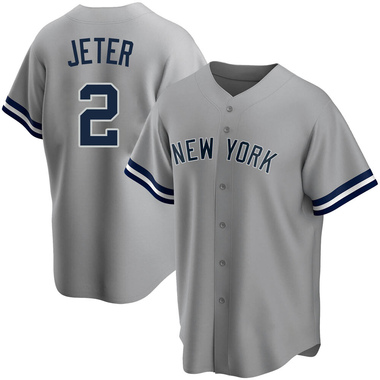Gray Derek Jeter Men's New York Yankees Road Name Jersey - Replica Big Tall