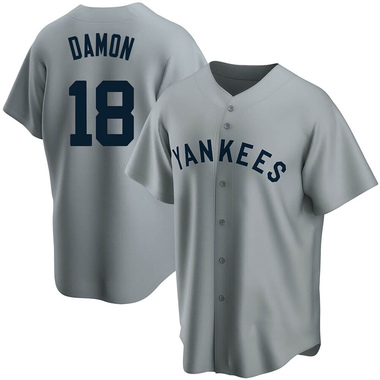 Gray Johnny Damon Men's New York Yankees Road Cooperstown Collection Jersey - Replica Big Tall