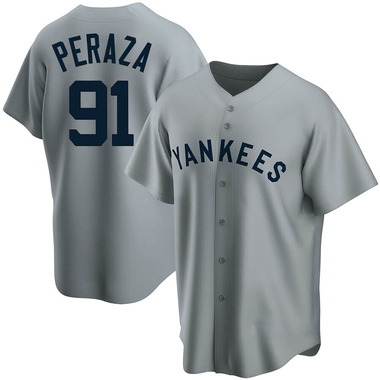 Gray Oswald Peraza Men's New York Yankees Road Cooperstown Collection Jersey - Replica Big Tall