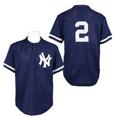 Navy Blue Derek Jeter Men's New York Yankees Practice Throwback Jersey - Replica Big Tall