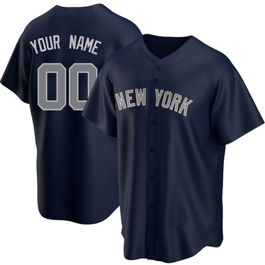Navy Custom Youth New York Yankees Alternate Jersey - Replica
