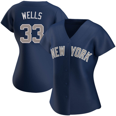 Navy David Wells Women's New York Yankees Alternate Jersey - Authentic Plus Size