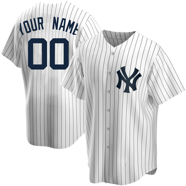 White Custom Men's New York Yankees Home Jersey - Replica Big Tall
