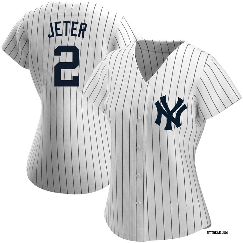 White Derek Jeter Women's New York Yankees Home Name Jersey - Replica Plus Size