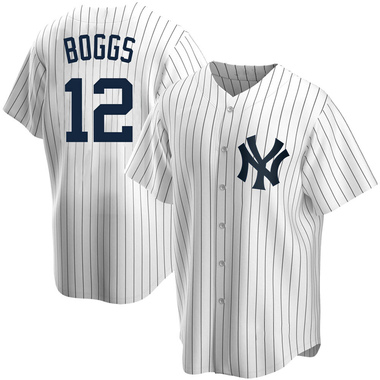 White Wade Boggs Men's New York Yankees Home Jersey - Replica Big Tall